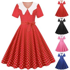 Casual Dresses French Vintage Solid Dress Women 2024 Summer Retro 50s 60s Pin Up Rockabilly Party Robe Vestidos For