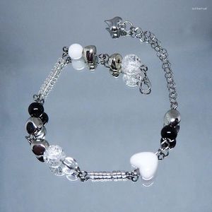 Link pulseiras bonito y2k para mulheres menina fada núcleo branco amor coração frisado pulseira artesanal exclusivo hip hop jóias presente