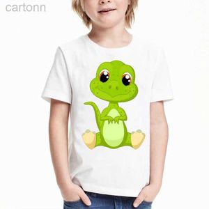 T-shirty dinozaur boy thip dla dziewcząt topy letnia graficzna koszulka graficzna urocze dziecięce ubrania ubrania dla dzieci dziewczęta od 8 do 12 krótkich rękawów ldd240314