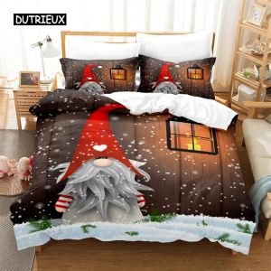 Set Set Santa Santa Claus Bedding Set Däcke Cover Set 3D Bedding Digital Printing Bed Linen Queen Size Bedding Set Fashion Design Sheer Curt Sheer Gardiner