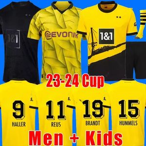 Haller Jerseys 23 24 Reus 2023 2024 Borussia Soccer Football Top Shirt Neongelb Hummels Brandt Dortmund Men Kids Special Kit All Black Maillot de Foot