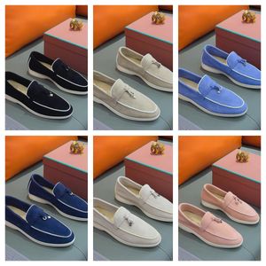 2024 Summer Walk Charms Suede Loafers 모카신 진짜 가죽 유니세 섹스 럭셔리 디자이너 플랫 패션 드레스 캐주얼 슬립 신발 공장 신발