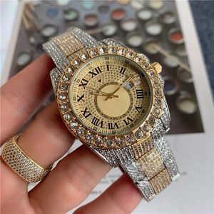 Мода Diamond Luxury Mens Watches Iced Out Watch Man Casual Brand Watch 41 мм из нержавеющей стали Gold Watch Мужчины