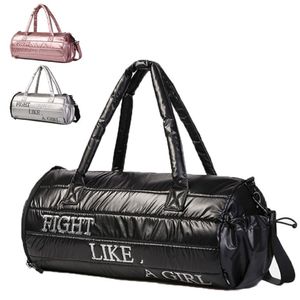 Waterproof Round Gym Bag Small Travel Duffle Tote Bag with Shoes Compartment for Men and Women286R