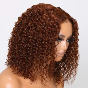 Brazilian Dark Brown Curly Bob Wig Deep Wave Frontal Wigs Curly Human Hair Wig 13x4 Colored Lace Front Wigs for Black Women