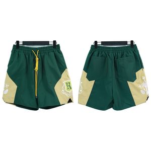 Män designer shorts rhude mode snörning elastisk midja strand sommar andas fritid sport lös färgade män simning stammar