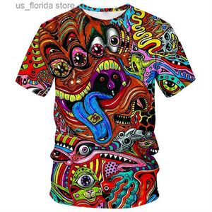 Homens camisetas Colorido Trippy T-shirt para homens 3D Impresso Pintura Cool Designs Camiseta Mulheres Camisetas Crianças Verão Casual Ginásio Curto Slve Y240321