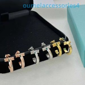 2024 Jewelry Designer Brand S Sterling Sier Letters Circle Stud Earrings For Women Girls Gold Name Earings Ear Rings Party Wedding