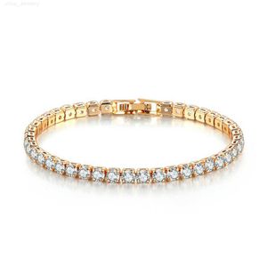 Bracciale da donna Uomo Blu Smeraldo Rosa Cubic Zirconia Hiphop Sier Gioielli placcati in oro Diamante Una fila Hip Hop 4mm Cristallo