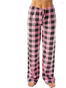 Spodnie damskie swobodny elastyczna kraciasty piżama imitacja bawełniana rama drukowana sznurka