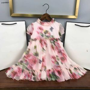 人気の女の子のドレスキッズデザイナー服ガールフラワープリントレーススカートサイズ90-160 cmプリンセスドレスポリエステルベイビーフロック24マメ