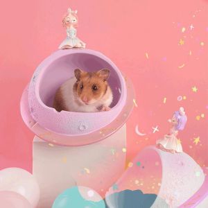 Cages Hamster Planet Small Cool House Cute Pet Hamster Accessories Sleeping Nest Hiding House Pet Supplies