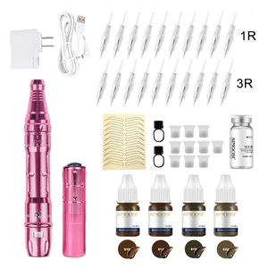 Tattoo machine kit permanent makeup Wireless Charge Eyebrow Microshading Permanent Makeup Machine set Needlesses 240311