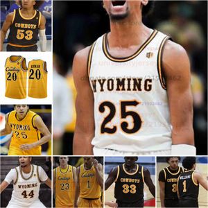 Camisa de basquete personalizada do Wyoming Cowboys NCAA College Larry Nance Jr. Hunter Maldonado Jake Hendricks Kwane Marble II Hunter Thompson Taylor