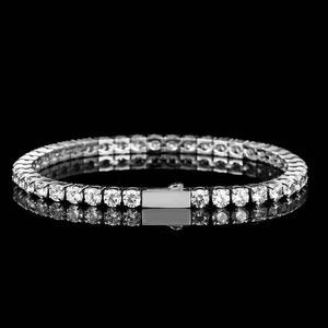 4mm zircão hip hop fivela de mola aço inoxidável diamante corrente de tênis pulseira minimalista versátil para homens e mulheres