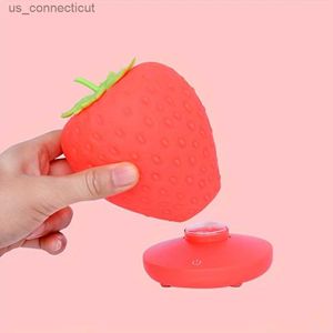 Table Lamps 1pc USB Rechargeable Strawberry Night Light - Soft Silicone Cartoon Desk Lamp for Bedroom