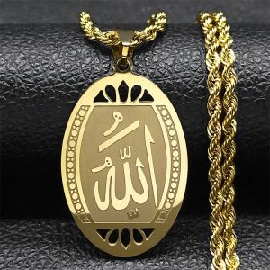 Alcorão islâmico muçulmano Allah 14k Chain de colar de ouro amarelo para homens Mulheres arabic Islam Jewelry Collier Homme