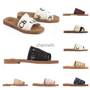 Sapatos Home 2023 Qualidade Top Woody Mules Flat Mulheres Slides Canvas Square Toe Lace Bordado Snake Branco Black Sail Womens Outdoor Beach Home Slipper Shoes 240314