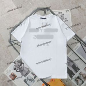 xinxinbuy Maglietta da uomo firmata Tee 2024 colletto catena di ferro distrutto lettera manica corta in cotone donna grigio nero bianco S-4XL