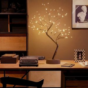 Lampade da tavolo 1pc Luce albero bonsai bonsai con lampada ad albero artificiale 36/108 LED per la festa di natale per il desktop camere da letto luci di decorazione interno