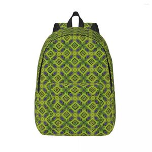 Backpack Rain's Green Serenity Geometric Teen Polyester Outdoor Style Backpacks Durable Streetwear High School Bags Rucksack