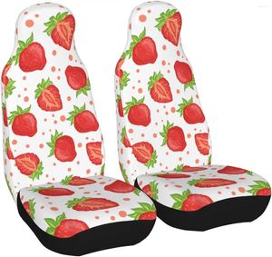 Car Seat Covers Set 2Pcs Red Strawberry Universal Front Seats Vehicle Enterior Protector Suitable Fits Most Auto Truck