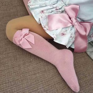 Kids Socks New Spanish Baby Long Tube Socks Autumn Winter Children Cotton Sock For Girls Knee High Sock Big Bows Kids Floor Socks 0-5Years YQ240314