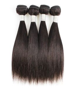 Fasci di capelli lisci 4 pezzi 50gpc colore naturale nero peruviano vergine estensioni di tessitura umana per caschetto corto Style1162087