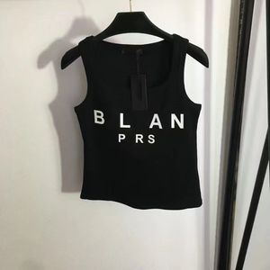 Broderi logotyp tank topp sommar kort smal navel utsatt outfit elastiska sport stickade tankar