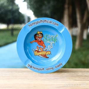 Honeypuff Metal Ashtray For Home Office Party Bar Portable Car Ash Tray Holder Cigarette Round Container Jar Tray Tobacco Plate Circular DHL