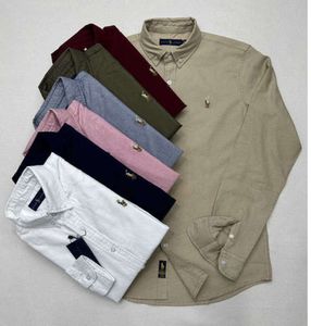 MENS CASUAL POLO RALPHS Långärmfjäder och höstverksamhet Cotton Oxford Non Iron Slim Paul Formell skjorta Högkvalitativ 888MK