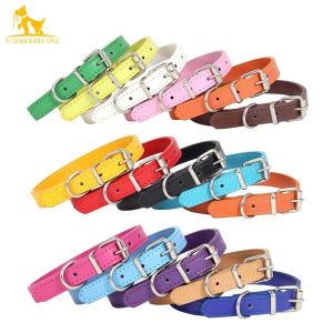 Collars 16 pieces/lot Wholesale 16 Colors Pet Cat Dog Collar PU Leather Puppy Collars for Small Medium Dog Neck Starp XS/S/M/L/XL