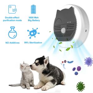 Deodorante per gatti intelligente purificatore di odori per gatti Deodorante per lettiera per cani Toilette per cani Ricaricabile Deodorante per ambienti Animali domestici Deodorizzazione a doppio effetto