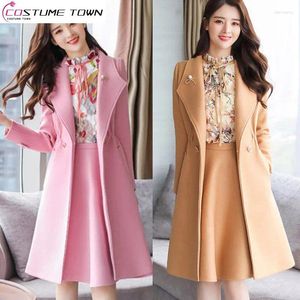 Vestidos de trabalho Vintage Impresso Patchwork Chiffon Vestido Engrossado Alta Lã Longa Jaqueta Windbreaker Duas Peças Elegantes Calças Femininas Definir Roupas