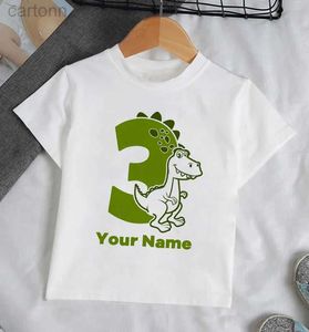 T-Shirts Personalisiertes Dinosaurier-Geburtstags-T-Shirt für Kinder, Top-Party-Outfit, Dino-Geburtstagsparty-T-Shirt für Jungen, Kleidung mit Namen und Alter ldd240314