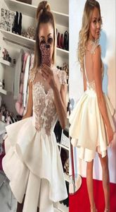 Sheer Neck Short Homecoming Dresses 2020 Back Zipper Mini Formal Party Dress Cocktail Dress Club Wear Cheap Mini Girl Prom Graduat2839211