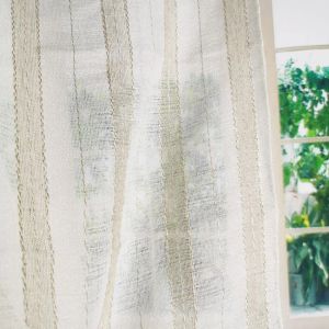 Curtains Retro Decorative Linen Striped Home Brown Sheer European Style Window Curtains Rod Pocket Grommet for Livingroom Bedroom