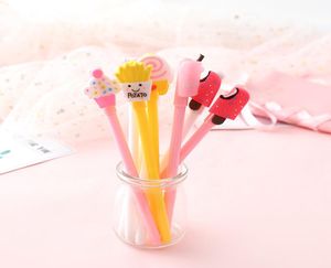 50 pz creativo carino cibo gel penne personalità del fumetto studente cancelleria divertente segno penna 05mm nero materiale scolastico kawaii Y2007092875352