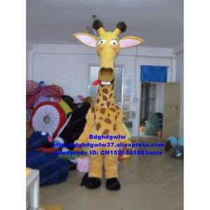 Trajes da mascote amarelo girafa girafa mascote traje adulto personagem dos desenhos animados roupa terno halloween todos os santuários zx2036