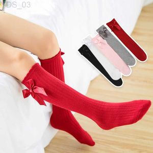 Kids Socks Spring Summer Toddlers Baby Socks Children Girls Knee High Long Sock Autumn Cotton Big Bow Spanish Style Kids Floor Socks YQ240314