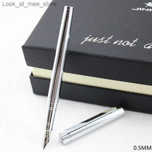 Çeşme Kalemleri Çeşme Pens Jinhao 126 IC Gümüş Çeşme Kalemi 0.5mm İridyum Nib En İyi İş Hediyesi Kalem Metal Mürekkep Pens Ücretsiz Kargo Q240314