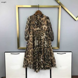 Marca meninas saia crianças roupas de grife retro leopardo impressão design menina vestidos tamanho 100-160 cm vestido de princesa poliéster vestido de bebê 24mar