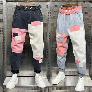 Jeans da uomo Uomo Harajuku Hip Hop Streetwear Designer Brand Harem Pantaloni Outdoor Casual Splice Pantaloni Moda Abbigliamento maschile