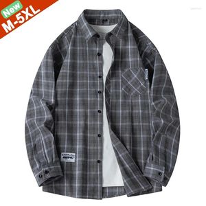 Męskie koszule męskie mężczyźni Mężczyźni Spring Plaid Long Rleeves Korean Englan Slim Fit Plus Size 4xl 5xl Boy Clothing Man