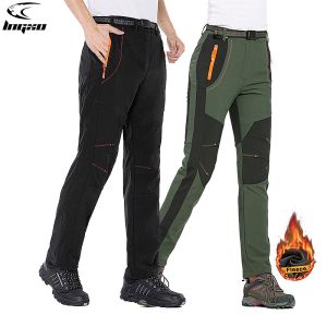 Suits LNGXO Thermal Fleece Winter Pants Men Women Ski Trekking Hiking Camping Waterproof Pants Outdoor Soft Shell Warm Thick Trousers