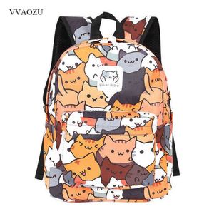 Anime Neko Atsume Women Backpack Cartoon Mochila dla dziewcząt chłopców podróżowanie Rucksack Śliczny kota drukujący torba na ramię dla nastolatków H220427288c