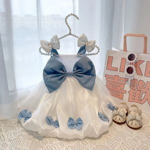 Fashion Bow Suspended Dress Pet Dog Clothes Wedding for Dogs Clothing Cat Small Print Cute Thin Summer Dogs Skirt Chihuahua 240305