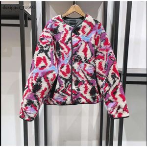 Marant Ny högkvalitativ Marant Wool Blend Two-Sided Colored Fleece Cotton Padded Jacket Women Desinger Loose Isabelle Marant Sweaters Jacket Warm Girl Outwear