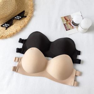 Bras Summer Strapless Women Back Bandage Design Sexy Chest Tops Wire Free Soft Breathable Brassiere Solid Invisible Bra