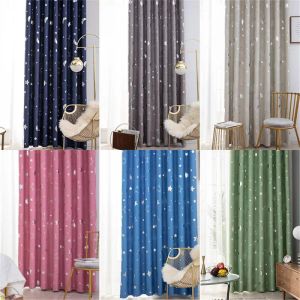 Cortinas brilhantes estrelas crianças cortinas de pano para crianças menino menina quarto sala estar azul/rosa blackout feito sob encomenda cortina casa